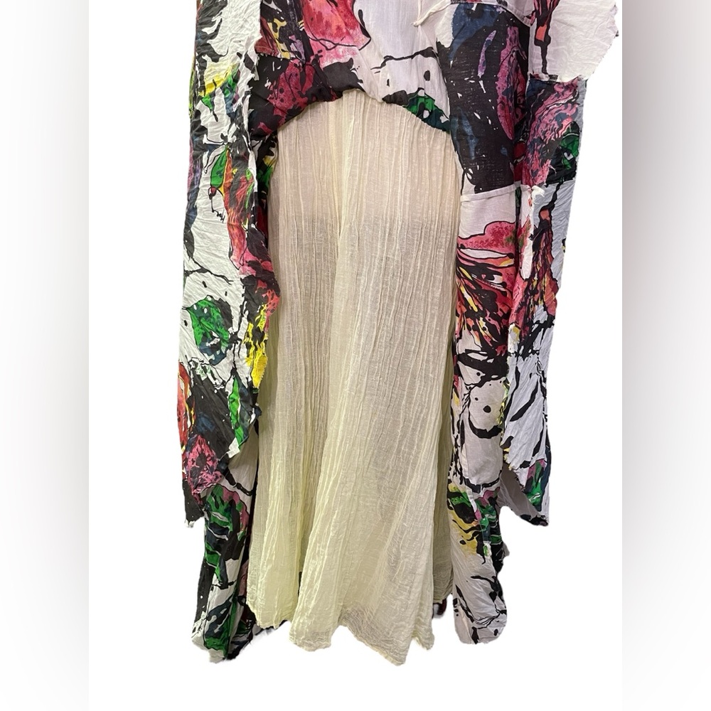Sandy Starkman Artsy Beaded Colorful Watercolor Floral Cotton Dress 1X Vintage - Picture 7 of 15